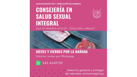 SALA DE PRIMEROS AUXILIOS: CONTINÚA DISPONIBLE UNA CONSEJERÍA EN SALUD SEXUAL INTEGRAL