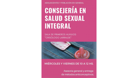 SALA DE PRIMEROS AUXILIOS: RECORDAMOS QUE SE  ENCUENTRA DISPONIBLE UNA CONSEJERÍA EN SALUD SEXUAL INTEGRAL