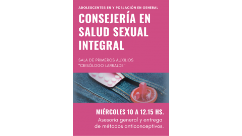 SALA DE PRIMEROS AUXILIOS: SE ENCUENTRA DISPONIBLE UNA CONSEJERÍA EN SALUD SEXUAL INTEGRAL