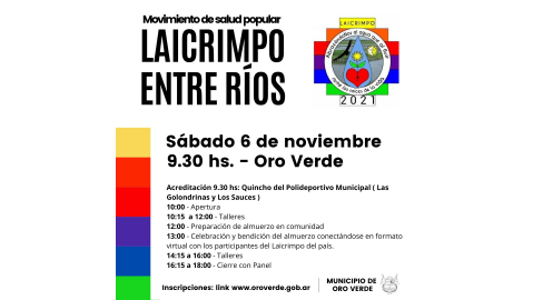 SE REALIZARÁ ESTE SÁBADO EN ORO VERDE EL 31° ENCUENTRO NACIONAL Y LATINOAMERICANO DE SALUD LAICRIMPO