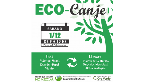 Se realizará un nuevo Eco Canje el 1 de diciembre