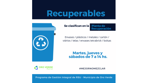 SEPARACIÓN Y RECOLECCIÓN DE LOS RESIDUOS EN ORO VERDE