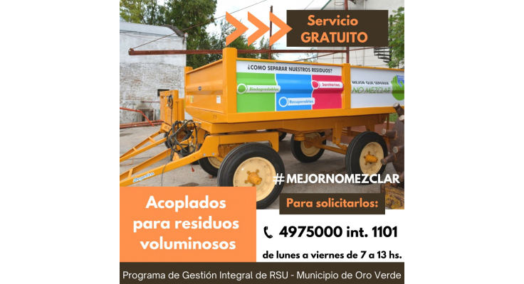 SOLICITUD DEL SERVICIO GRATUITO DE ACOPLADOS: ACLARAMOS QUE NO REEMPLAZA A UN VOLQUETE