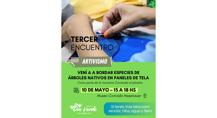 Tercer encuentro para bordar especies de árboles nativos en paneles de tela
