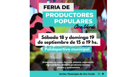UNA NUEVA FERIA DE PRODUCTORES POPULARES SE REALIZARÁ ESTE FIN DE SEMANA