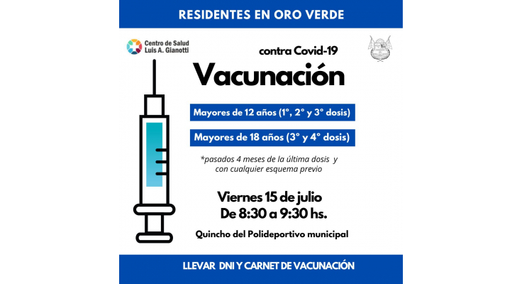 VACUNACIÓN COVID-19: CONTINÚA LA APLICACIÓN DE  TERCERAS Y CUARTAS DOSIS