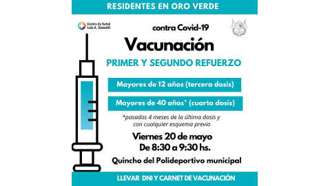 VACUNACIÓN COVID-19: NUEVA JORNADA  CON APLICACIÓN DE  TERCERAS Y CUARTAS DOSIS