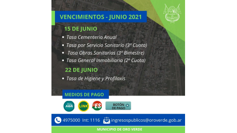 VENCIMIENTOS DE JUNIO: RECEPCIÓN DE AVISOS
