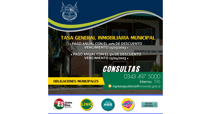 VENCIMIENTOS DE LA TASA INMOBILIARIA MUNICIPAL