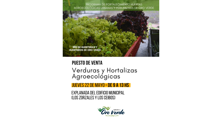Venderán verduras agroecológicas el jueves 22 de mayo