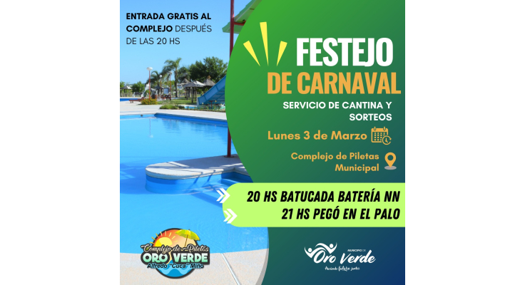Vení al Complejo de Piletas Municipal a festejar el Carnaval