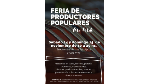 VUELVE LA FERIA DE PRODUCTORES POPULARES ESTE FIN DE SEMANA